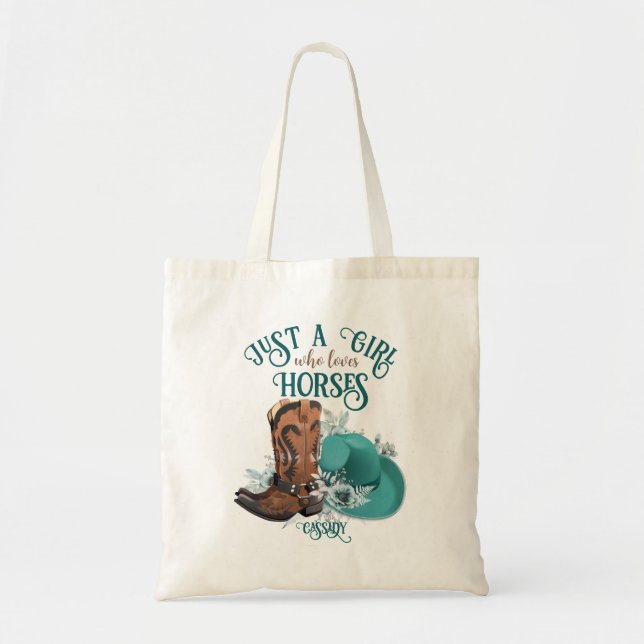 Tote Bag Cowgirl cowboy bottes casquette Girl Love chevaux  (Devant)