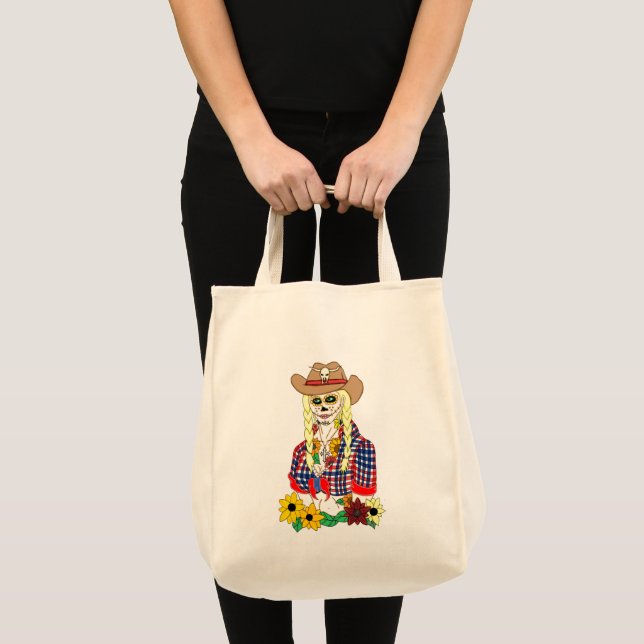 Tote Bag Cowgirl Sugar Crâne (Devant (produit))