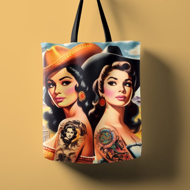 Tote Bag Cowgirls Tatouées Vintage (Créateur téléchargé)