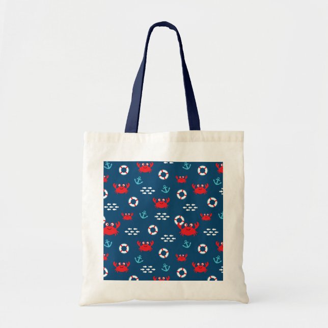 Tote Bag Crabe avec bouée de sauvetage (Devant)