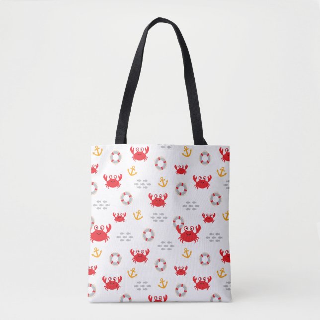 Tote Bag Crabe avec bouée de sauvetage (Devant)