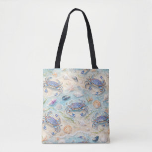 Tote Bag Crabe Bleu & Coquillages Plage