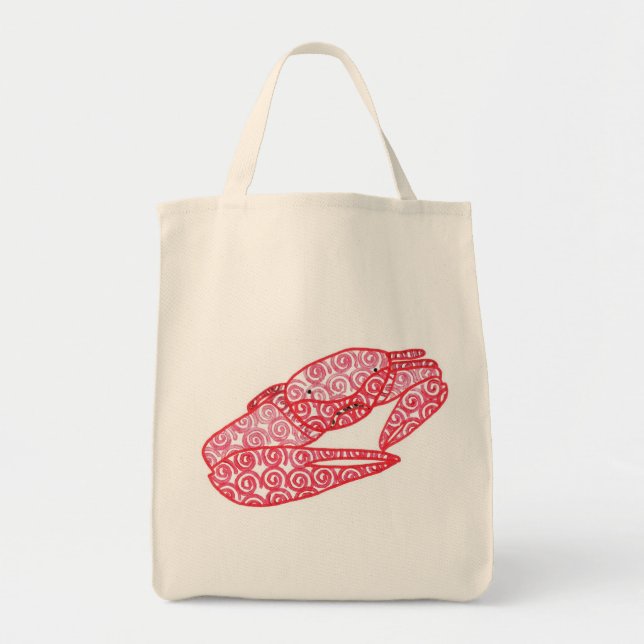 Tote Bag Crabe de sable Abstraite avec tourbillons rouges,  (Devant)