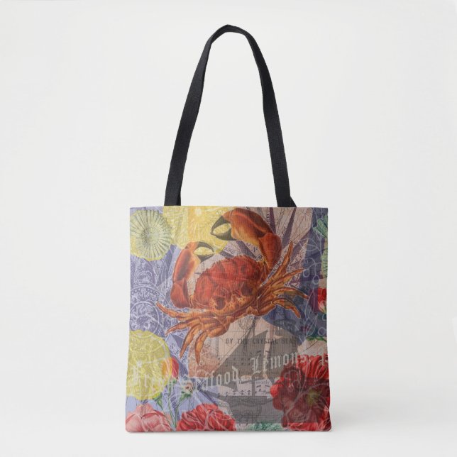 Tote Bag Crabe Plage Nautique Art de la mer (Devant)