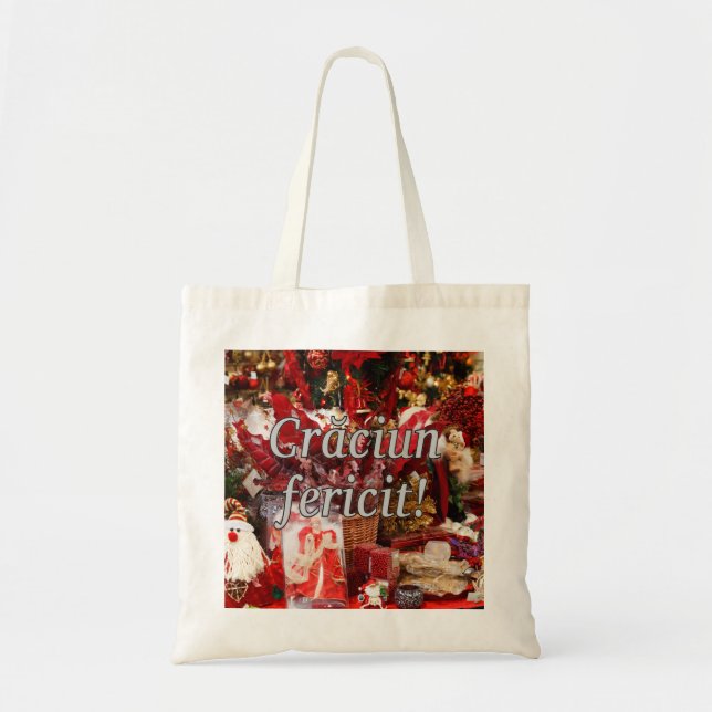 Tote Bag Crăciun fericit ! Joyeux Noël en roumain wf (Devant)