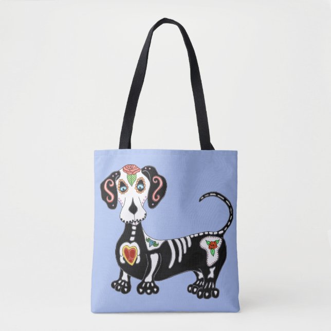 Tote Bag Crâne à sucre Dachshund (Devant)