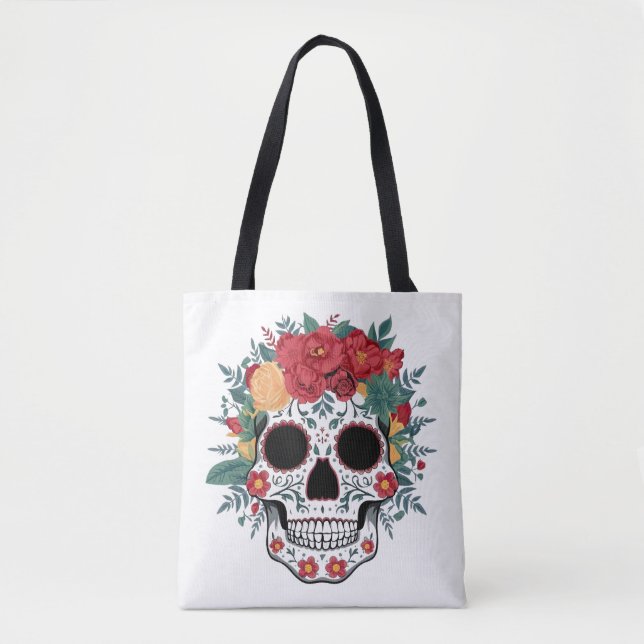 Tote Bag Crâne à sucre floral (Devant)