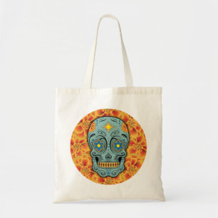 Tote Bag Crâne à sucre (Jour des morts) (Bleu)