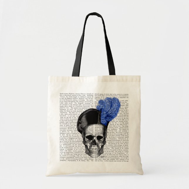 Tote Bag Crâne avec Casquette bleu (Devant)