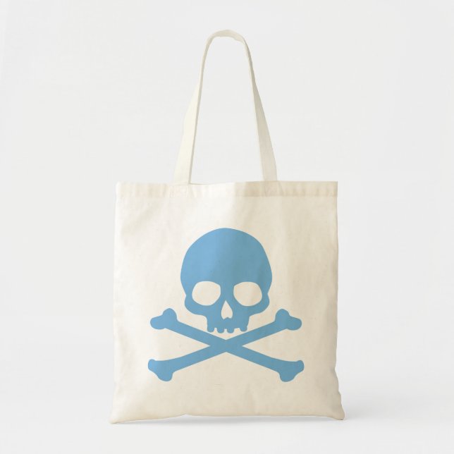 Tote Bag Crâne bleu simple et os croisés (Devant)