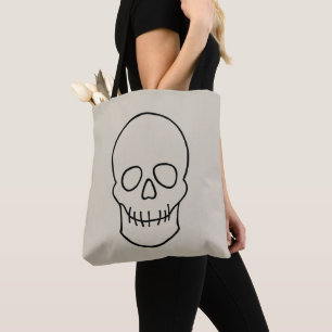 Tote Bag Crâne - Bone White et Bat Black