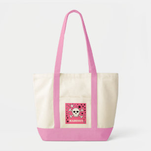Tote Bag Crâne crossbone rose personnalisable et étoiles