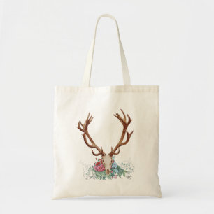 Tote Bag Crâne de cerf avec fleurs 2