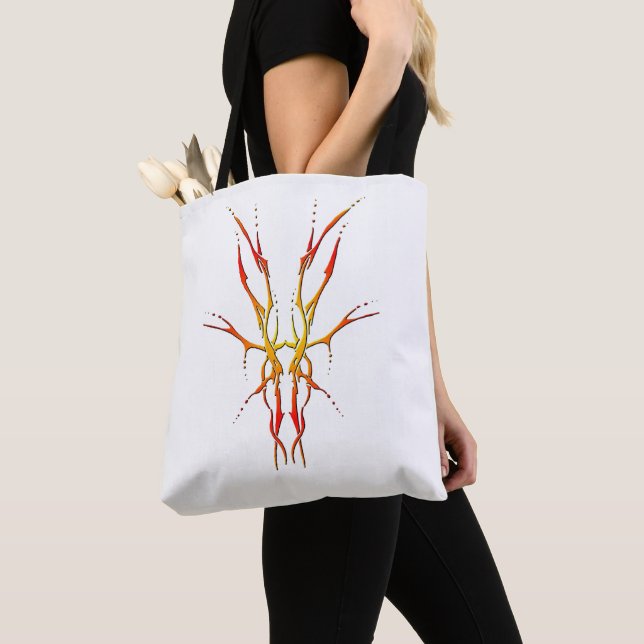 Tote Bag Crâne de cerf Conception tribale pour chasseurs de (De près)