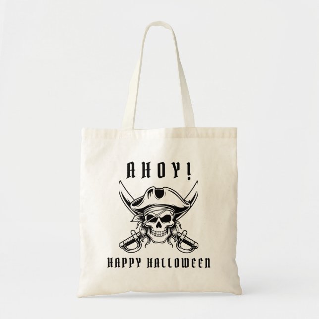 Tote Bag Crâne de Pirate Friandise ou Farce Joyeux Hallowee (Devant)