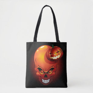 Tote Bag Crâne d'Halloween et Citrouille