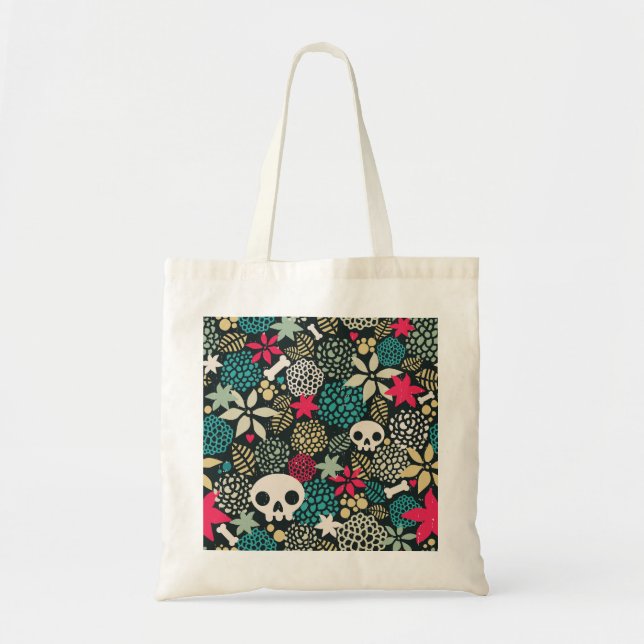 Tote Bag Crâne en fleurs (Devant)