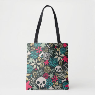 Tote Bag Crâne en fleurs