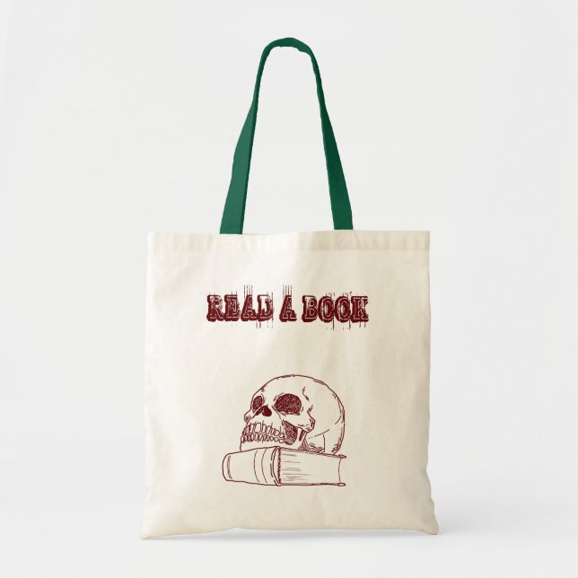 Tote Bag Crâne et un livre (Devant)