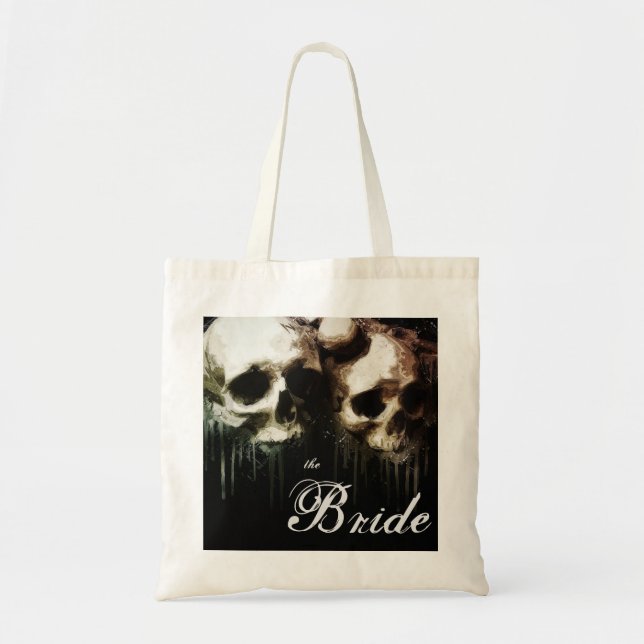 Tote Bag Crâne Goth nuptiale (Devant)