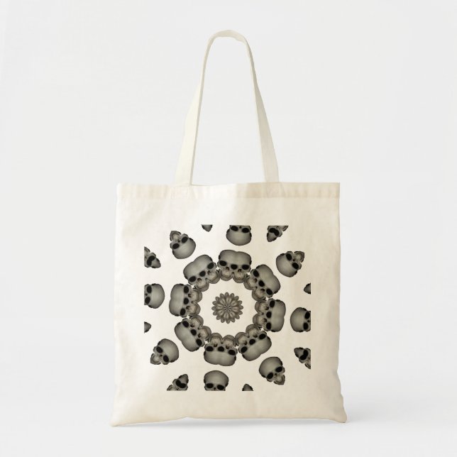 Tote Bag Crâne Humain Effrayant Mandala (Devant)