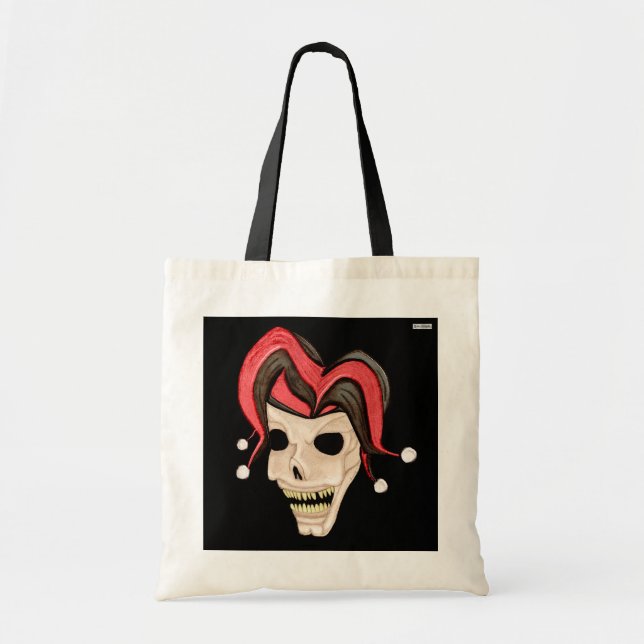 Tote Bag Crâne Jester maléfique (rouge) (Devant)