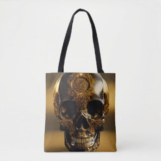 Tote Bag Crâne obsidien doré