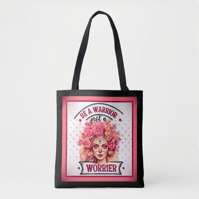 Tote Bag Crâne rose et joli sucre (Devant)