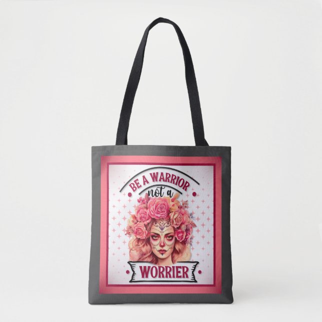 Tote Bag Crâne rose et joli sucre (Devant)
