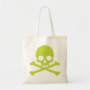 Tote Bag Crâne simple vert et os croisés