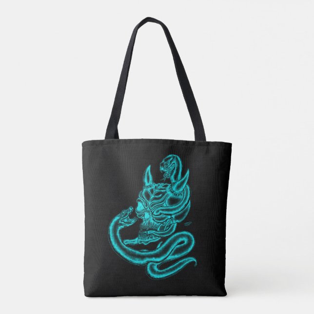Tote Bag Crâne - Tête diabolique avec serpent (Dos)