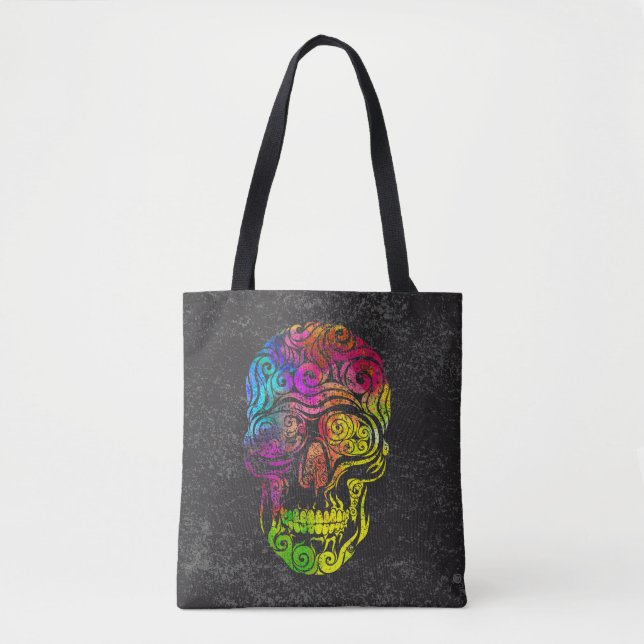 Tote Bag Crâne tourbillonnant (couleur) (Devant)