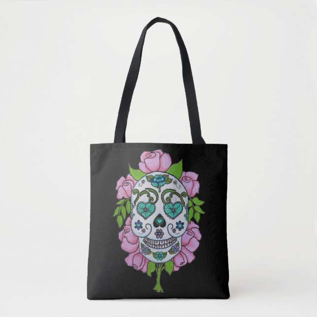 Tote Bag Crâne un Fourre-tout de sucre (Devant)