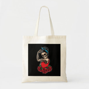 Tote Bag Crâne vectorielle rockabiliser style vintage