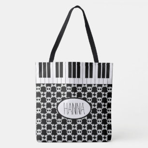Tote Bag Crânes croisés et touches de piano
