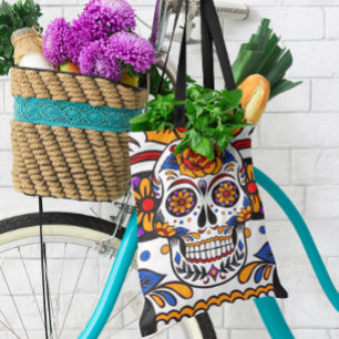 Tote Bag Crânes de sucre Motif partout sur l'impression