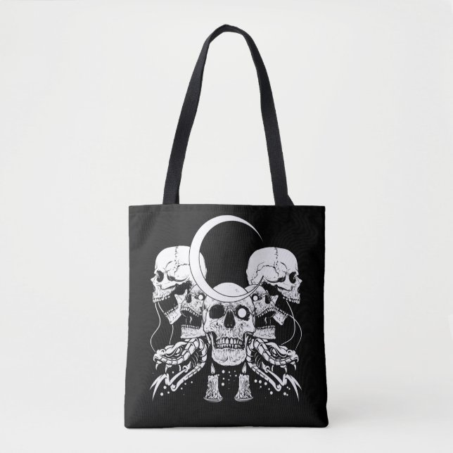 Tote Bag Crânes déplaisants Croissant Gothique Lune Serpent (Devant)