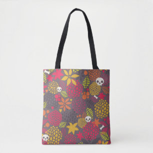 Tote Bag Crânes et fleurs