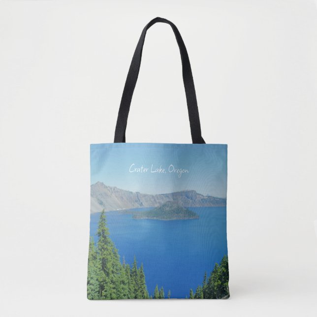 Tote Bag Crater Lake Oregon Typographie Décontractée Photo (Devant)