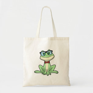 Tote Bag Cravate de lunettes pour étudiants Nerd grenouille