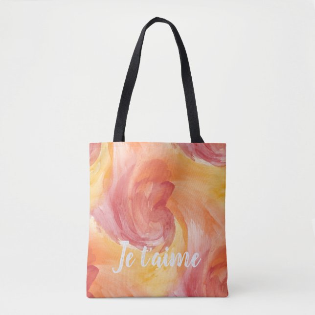 Tote Bag Cravate-Dye flamme rouge orange peint Aquarelle d' (Devant)
