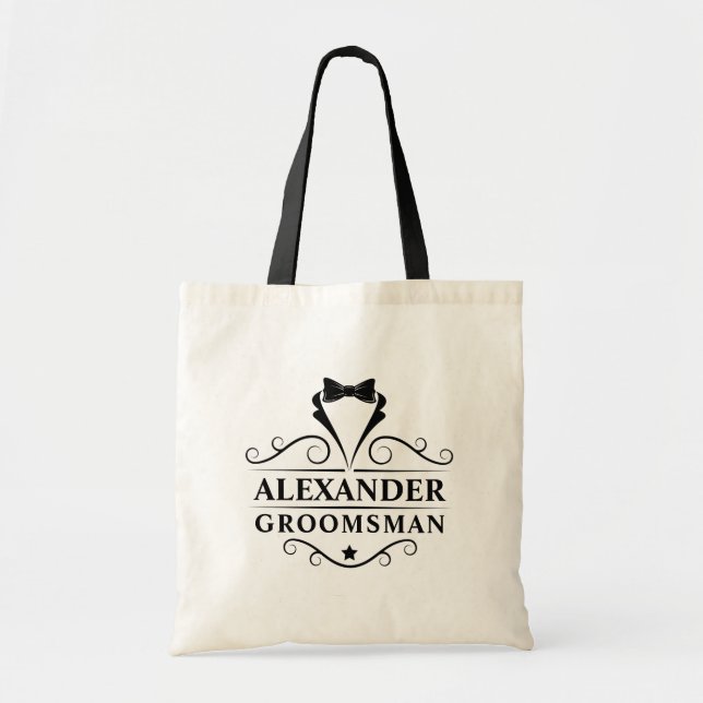 Tote Bag Cravate noire Groomsman (Devant)