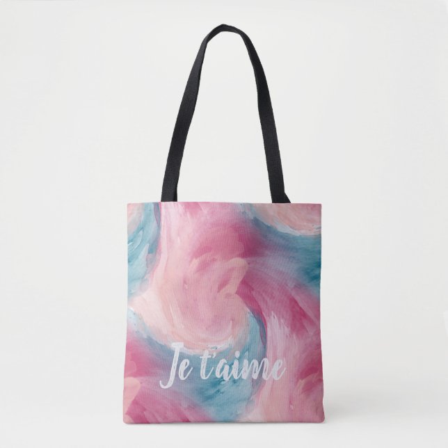 Tote Bag Cravate-teinture rose et bleu Peinture d'aquarelle (Devant)