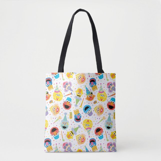 Tote Bag Crayon Copains de Sésame Motif de Fête (Devant)