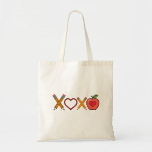 Tote Bag Crayon et pomme XOXO pour la Saint-Valentin pour l
