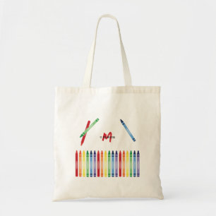 Tote Bag Crayons arc-en-ciel colorés Cute Monogram School