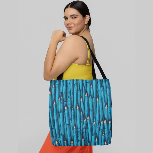 Tote Bag Crayons bleus serrés avec pointes or (Créateur téléchargé)