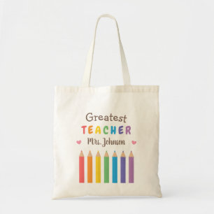Tote Bag Crayons de coloriage Arc-en-ciel Meilleur Enseigna