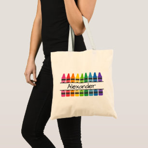 Tote Bag Crayons de couleur arc-en-ciel Personnalisés