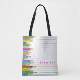 Tote Bag Crayons de couleur design rentrée scolaire personn